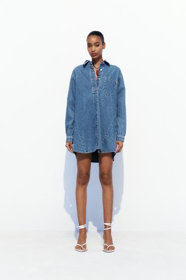 ДЖИНСОВОЕ ПЛАТЬЕ-РУБАШКА Z1975 — ВЫЦВЕТШИЙ СИНИЙ от Zara — изображение 0