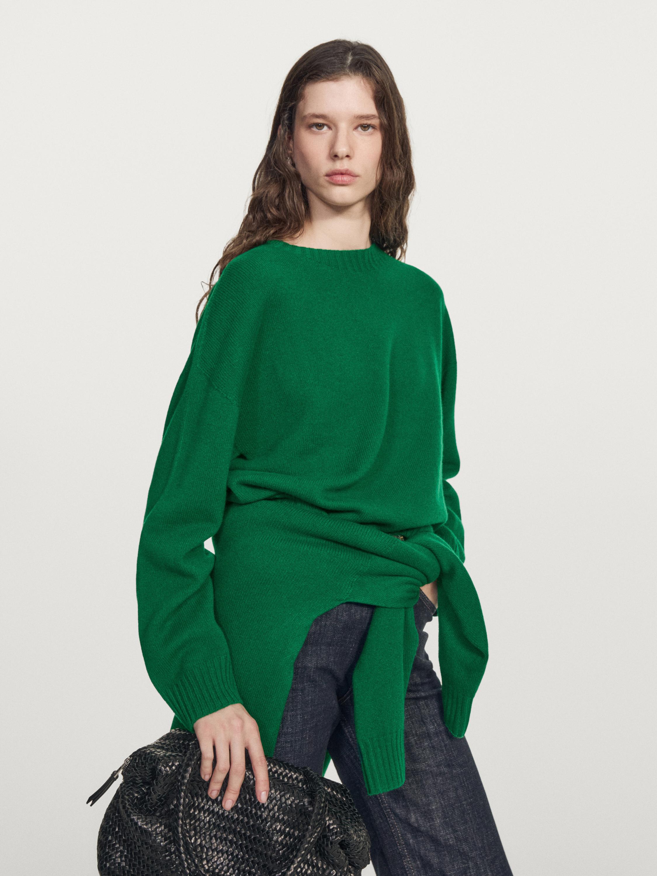 Wool blend crew neck sweater