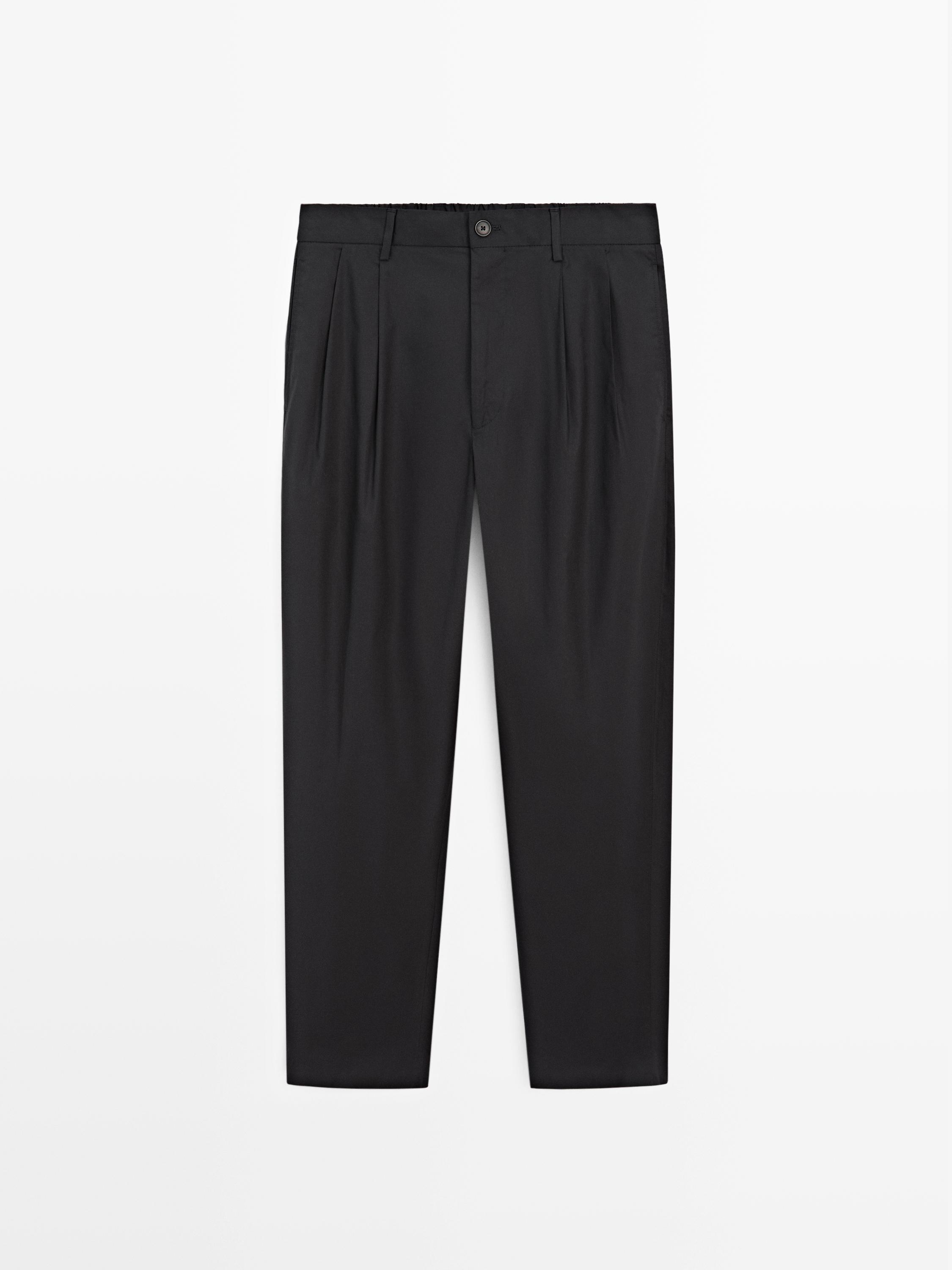 Cotton trousers with double darts
