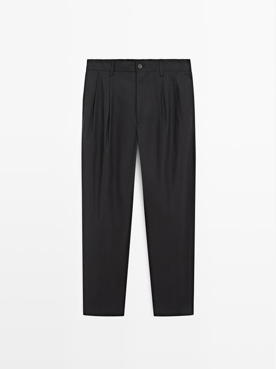 Cotton trousers with double darts