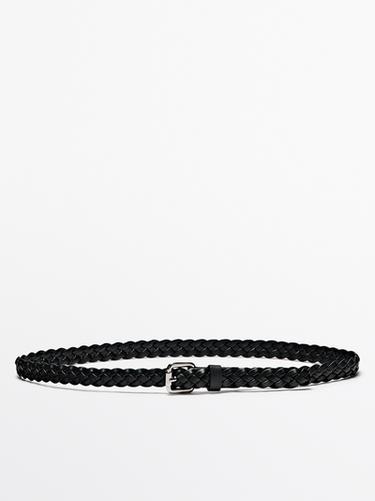 Zara Braided nappa leather belt - Black