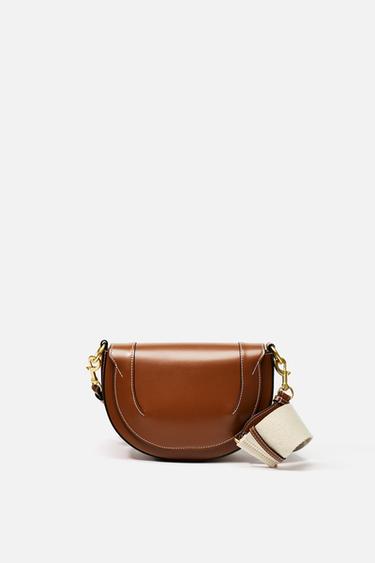CANVAS STITCH DETAIL CROSSBODY BAG - Dark tan by Zara