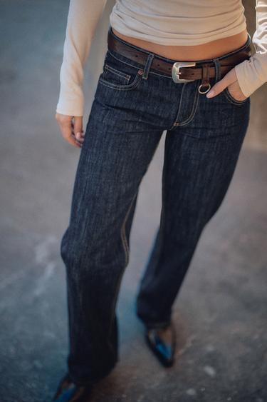 TRF WIDE-LEG LOW-RISE JEANS - Dark indigo by Zara