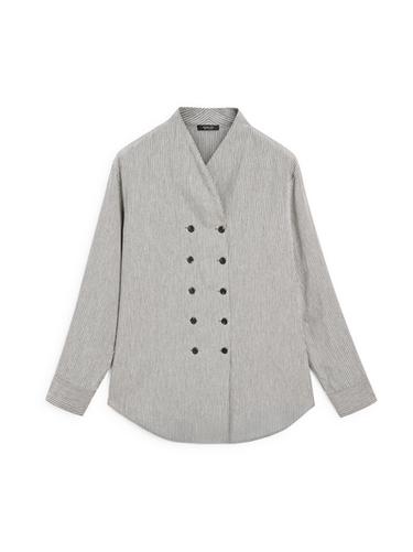 Zara Striped flowing shirt with button details - Gray