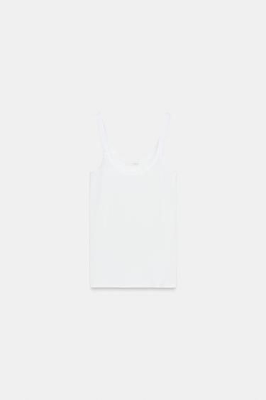 CAMISETA RIB TIRANTES - Blanco de Zara - Imagen 0