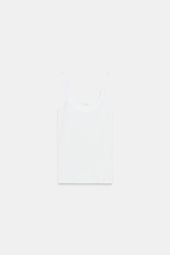 CAMISETA RIB TIRANTES - Blanco de Zara - Imagen 0