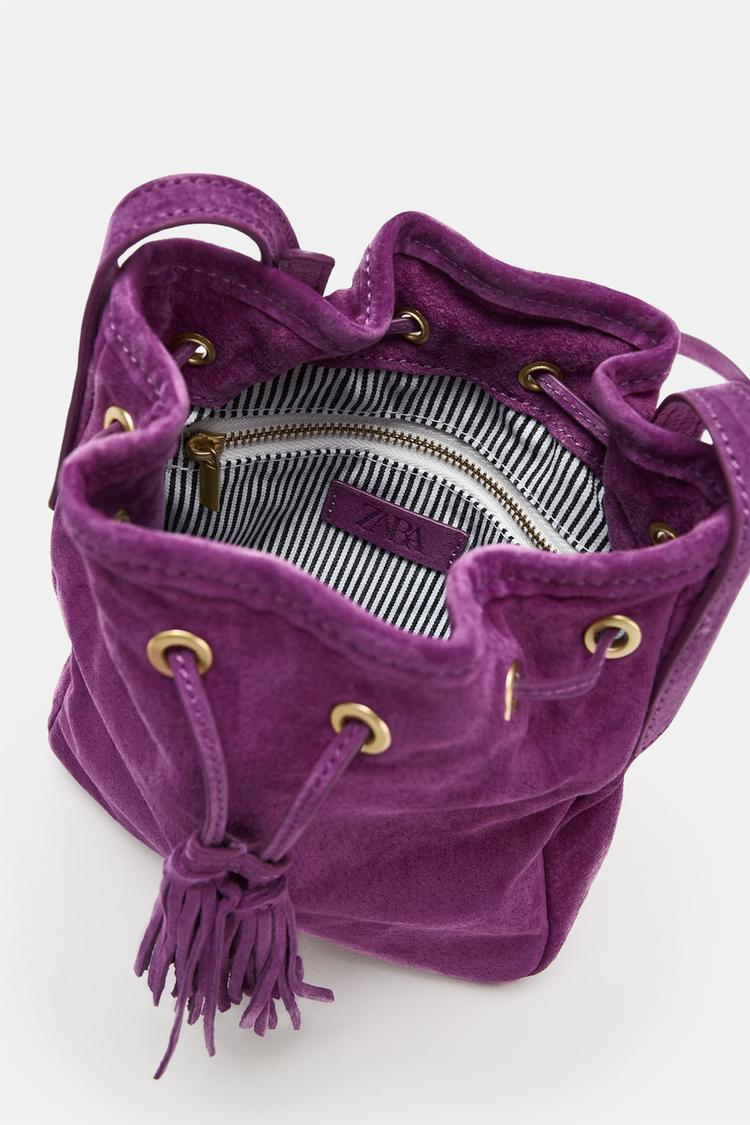 BOLSA CRUZADA DE CUERO MINI CON FRUNCES 6