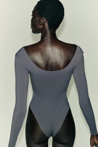 BASIC POLYAMIDE BODYSUIT - Charcoal grey by Zara