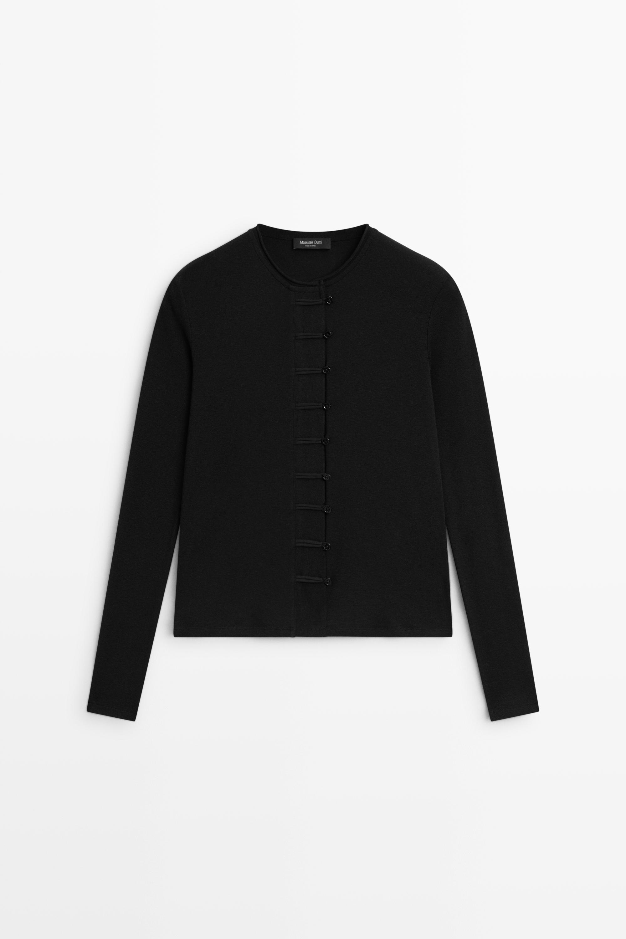 Cotton blend T-shirt with button detail