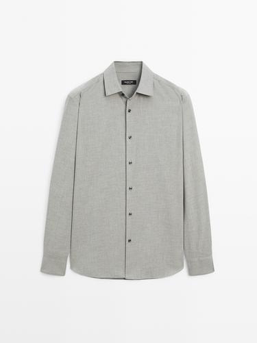 Zara Slim fit twill melange shirt - Gray marl