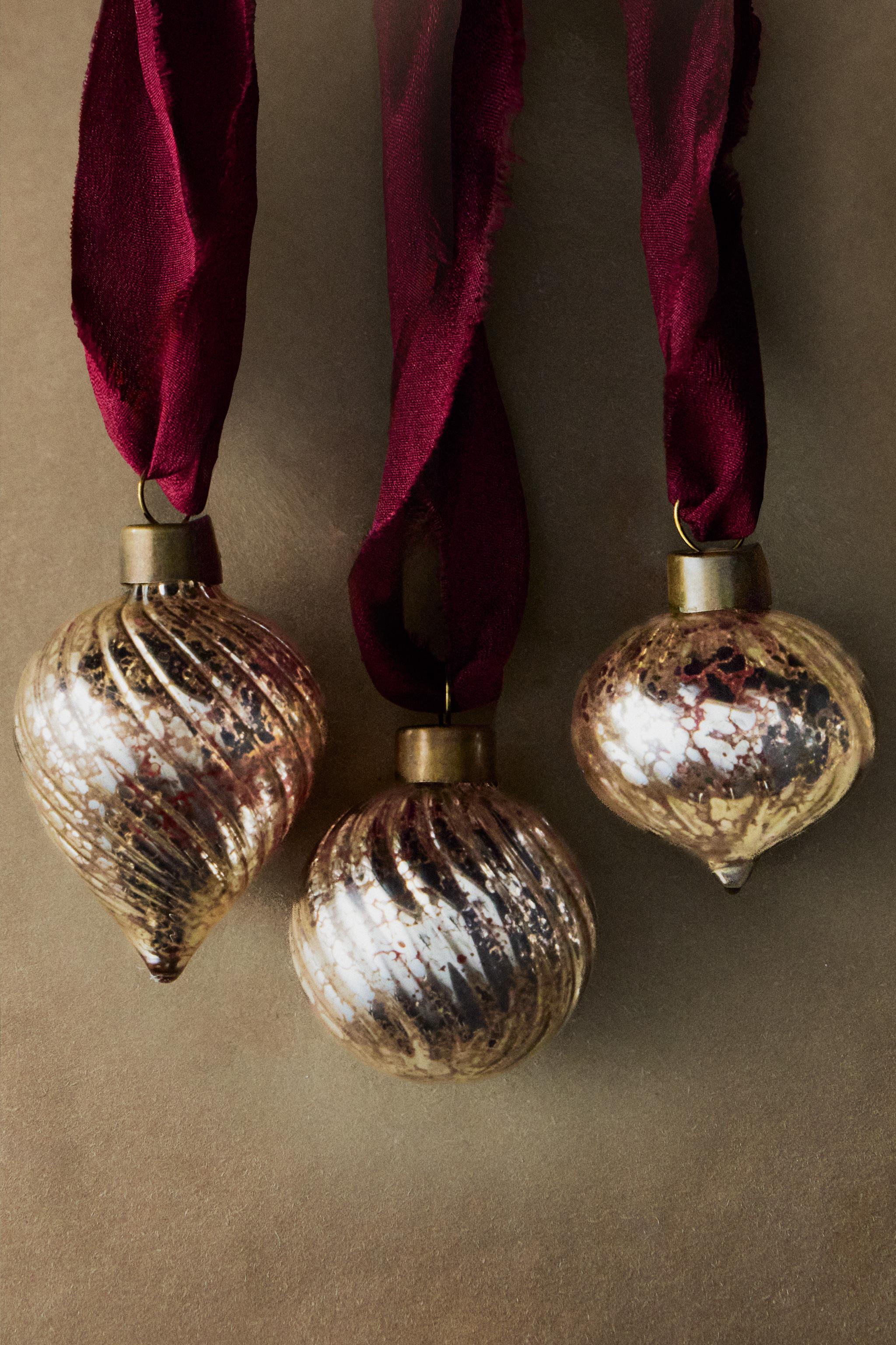 ORNEMENTS SAPIN DE NOËL VERRE SPIRALE (LOT DE 3)