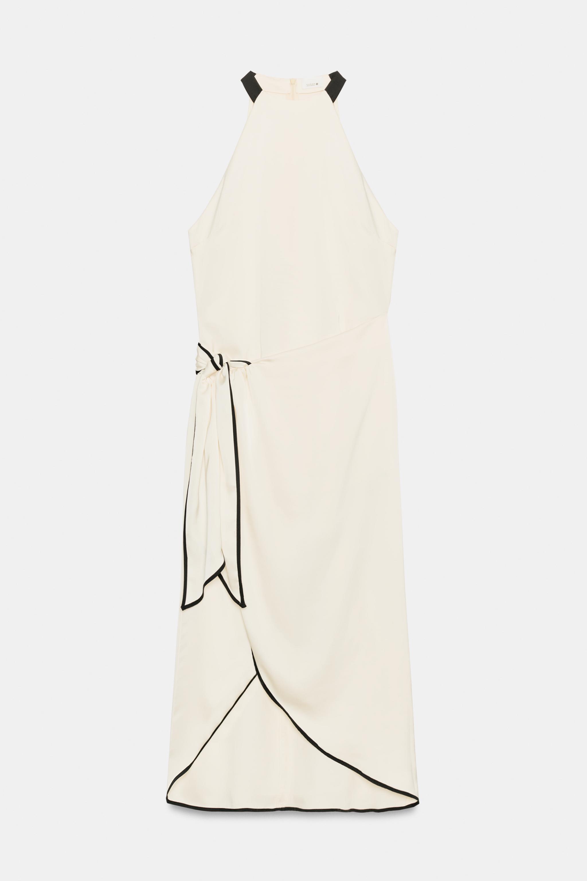 Женские платья Zara CONTRAST PIPING WRAP MIDI DRESS — фото 5