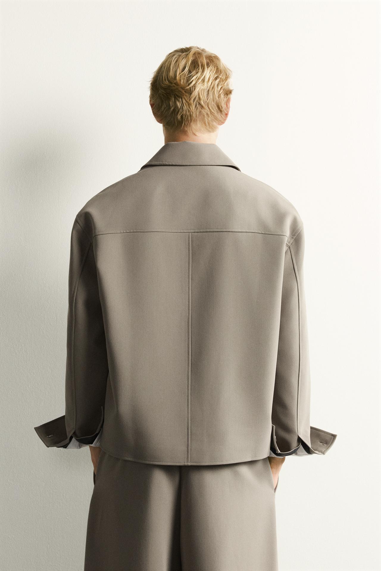 BOXY FIT OVERSHIRT — taupe brown