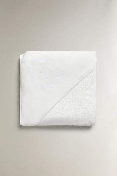 Zara CHIFFON HOODED BABY TOWEL WITH LETTERS - 