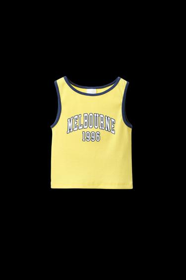 CITY TEXT RIBBED TOP - Yellow by Zara - Image 0