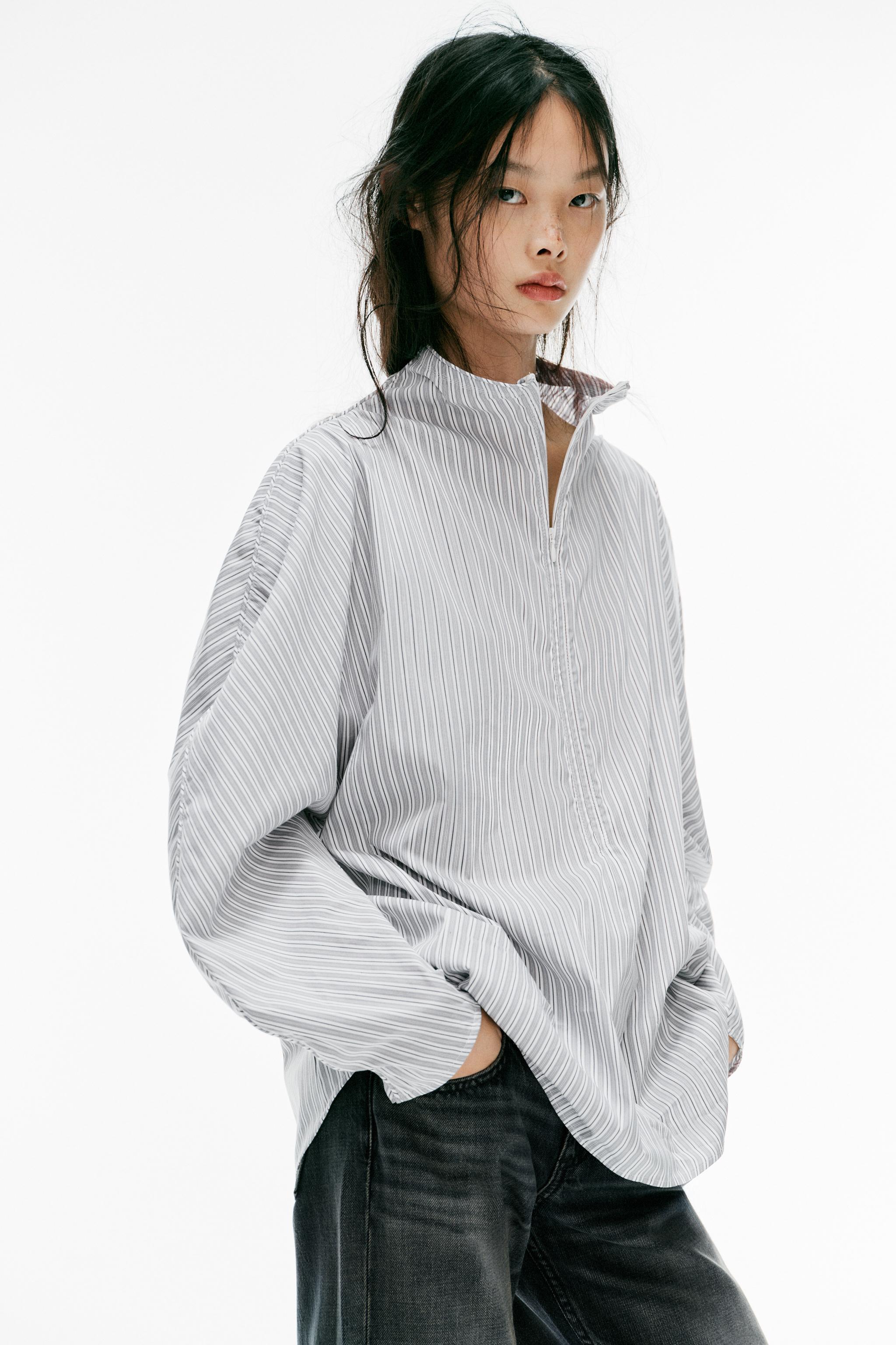 STRIPED POPLIN SHIRT WITH VOLUME