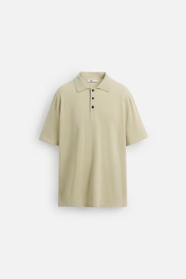 POLO EN MAILLE AVEC LIN - Beige de Zara - Image 6