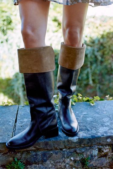 HIGH LEATHER BOOTS - Black by Zara