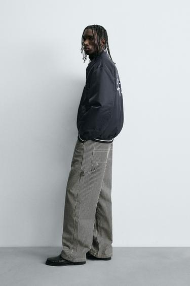 CONTRAST EMBROIDERY BOMBER JACKET - Blue by Zara - Image 3