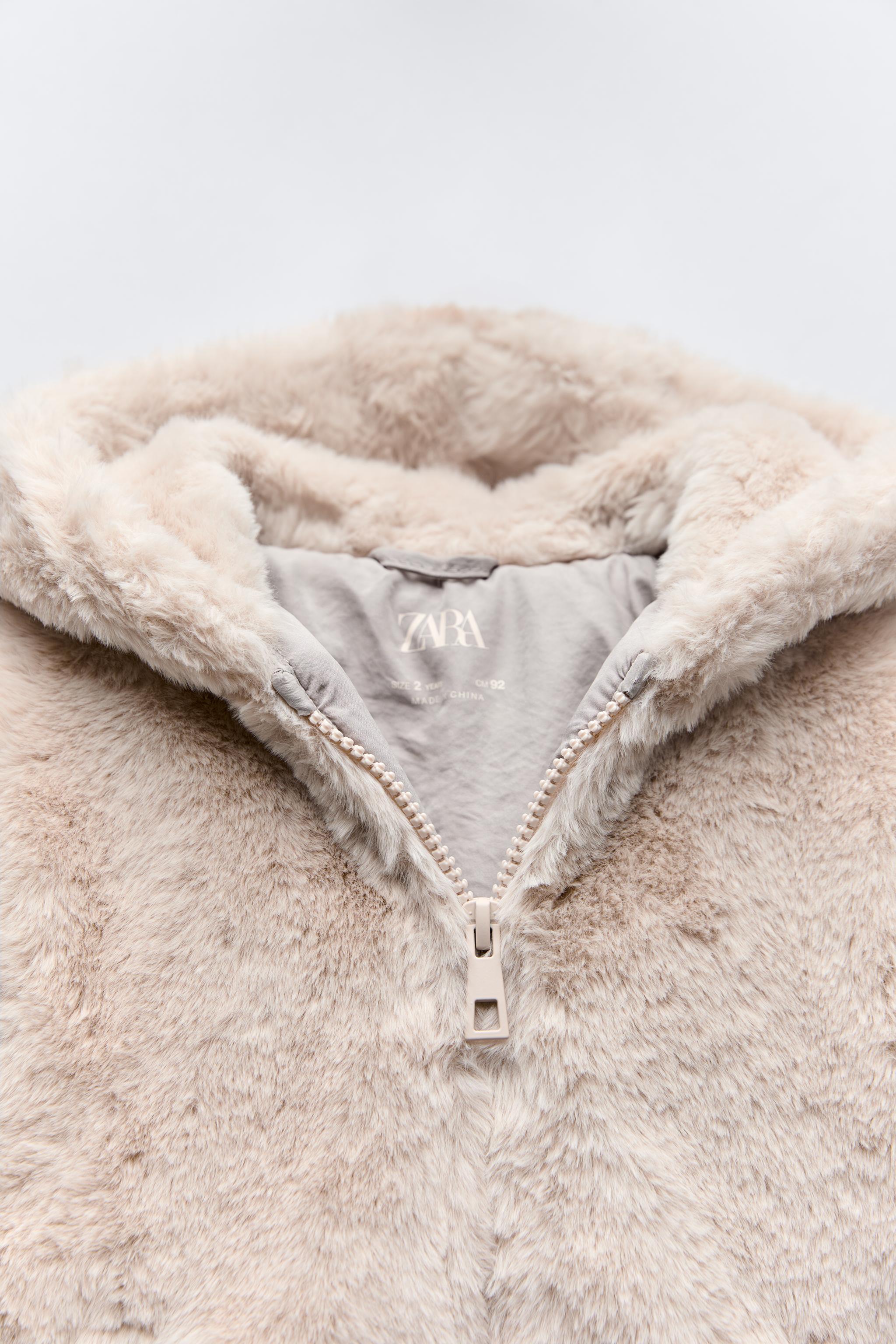 Zara TRF Faux-Fur Hooded offers Coat