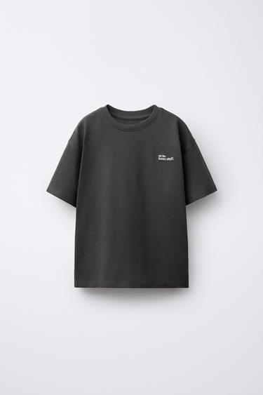Zara HEAVYWEIGHT EMBROIDERED TEXT T-SHIRT - Anthracite grey