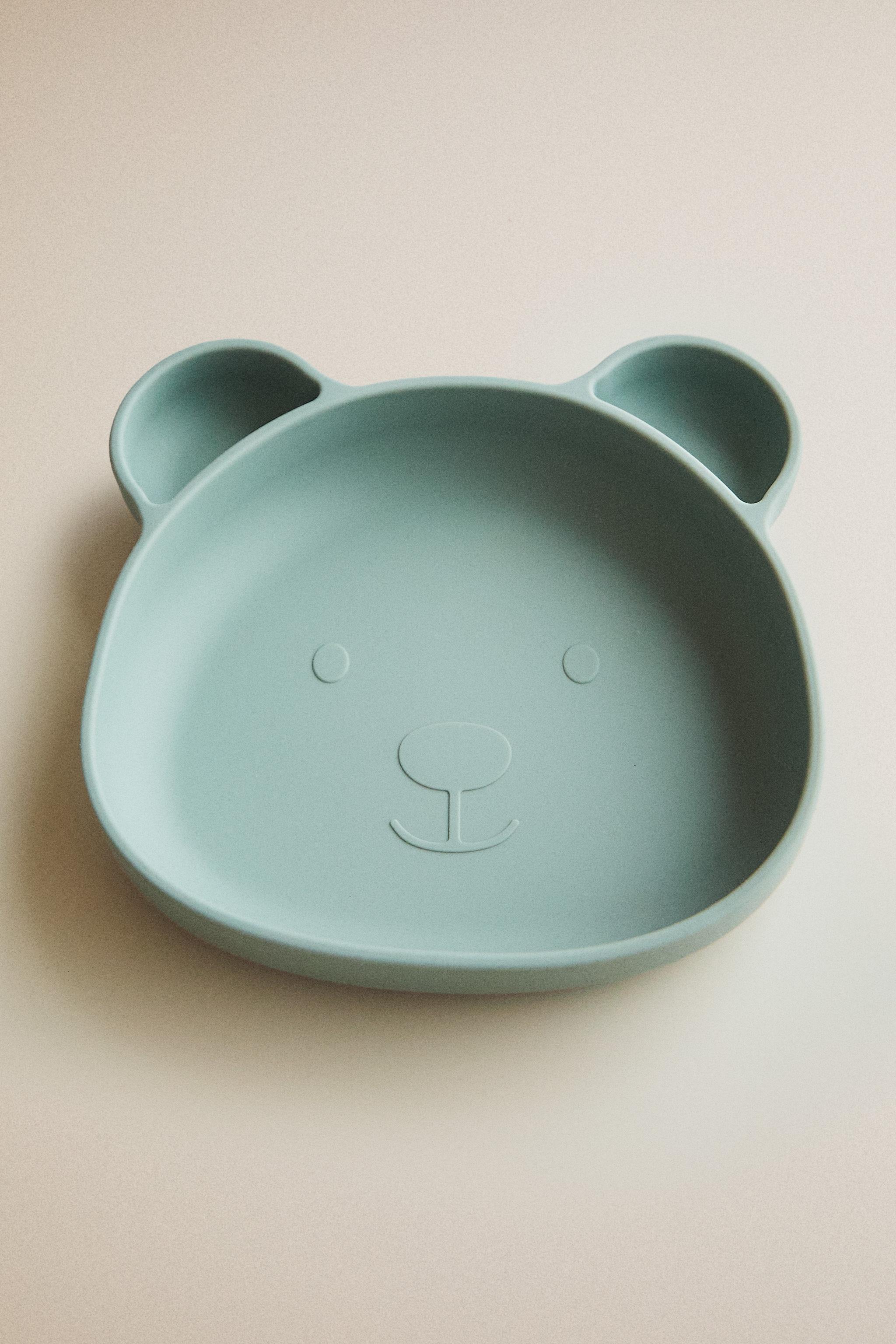 KIDS' BEAR SILICONE PLATE — Blue