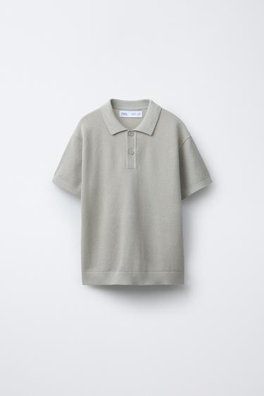 Zara PIQUÉ KNIT POLO SHIRT - Khaki