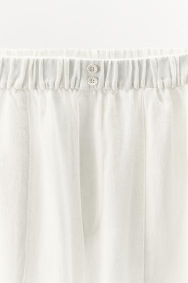 LINEN BLEND DOUBLE BUTTON TROUSERS - White by Zara - Image 8