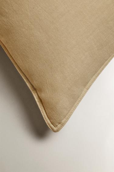 LINEN AND COTTON CUSHION COVER - Mustard by Zara - Image 1