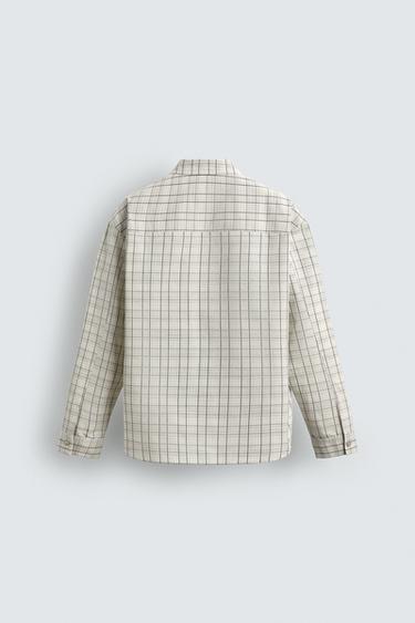 TEXTURED CHECK OVERSHIRT - Oyster-white by Zara - Image 7