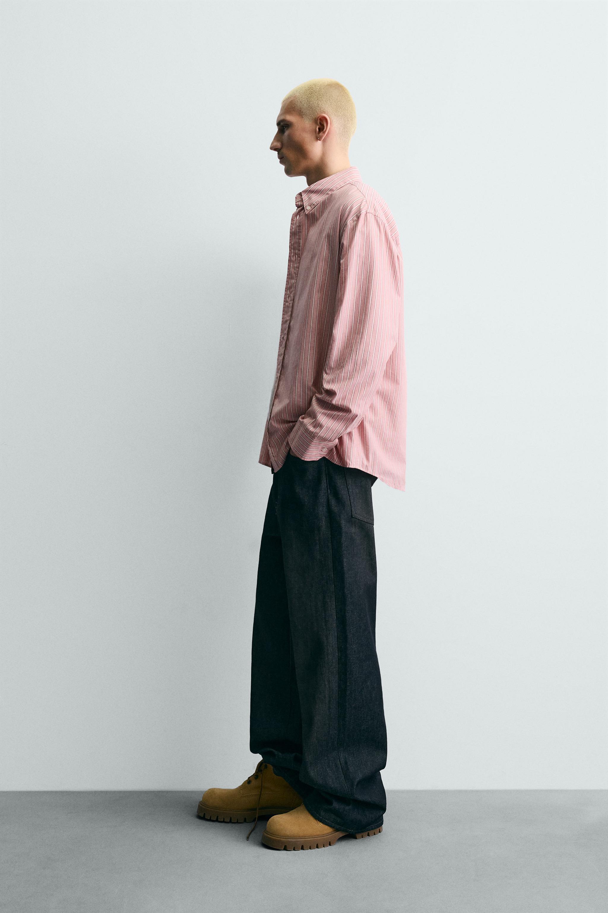RELAXED FIT STRIPED SHIRT - Pink | ZARA United States RELAXED FIT STRIPED SHIRT - Pink | ZARA United States
