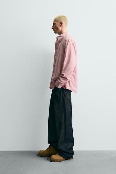 CHEMISE À RAYURES COUPE DÉCONTRACTÉE - Rose de Zara - Image 3