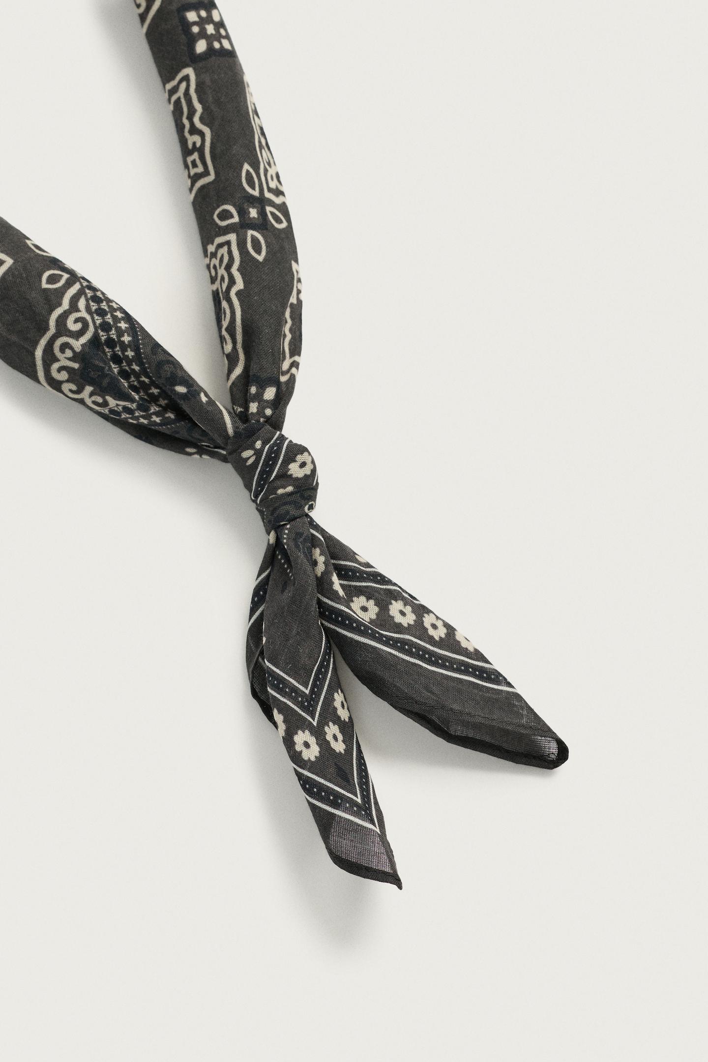 Мужские аксессуары Zara Geometric Print Bandana, цвет: Чёрный — фото 5