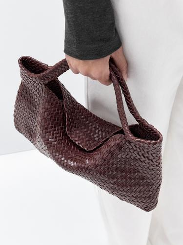 Zara Medium woven nappa leather bag - Brown marl - Image 0