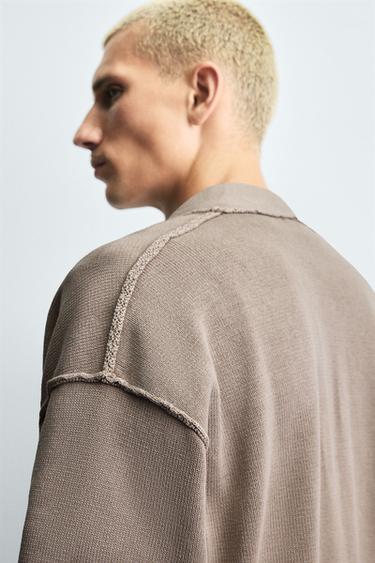 CARDIGAN RÉVERSIBLE EFFET ENVERS - Sable de Zara - Image 5