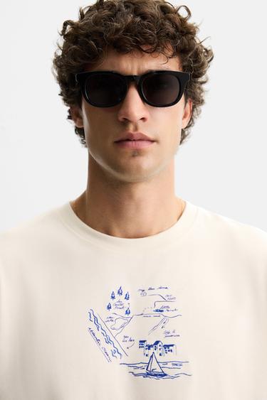 T-SHIRT BRODÉ EN MATIÈRES VARIÉES - Écru de Zara - Image 4