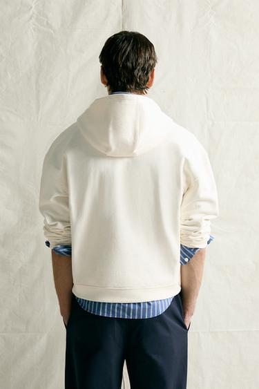 REGULAR FIT ZIP-UP HOODIE - Ecru by Zara