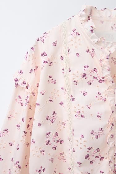 BLOUSE À FLEURS DÉCOUPÉES - Écru de Zara - Image 2