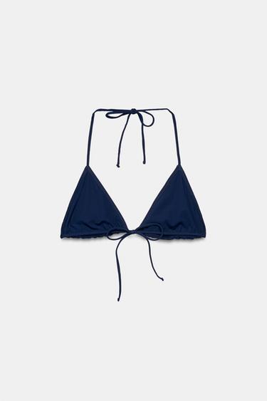 PLAIN TRIANGLE BIKINI TOP - Navy blue by Zara - Image 8