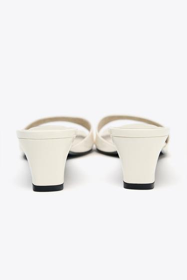 LOW-HEEL LEATHER SANDALS - Ecru White by Zara - Image 6