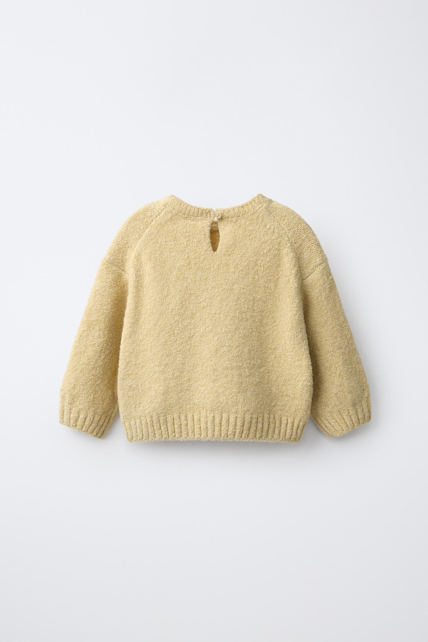 Детский свитер Zara Embroidered Floral Knit, цвет: Светлый жёлтый — фото 2