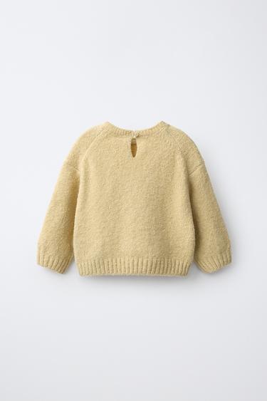 EMBROIDERED FLORAL KNIT SWEATER — Light yellow 2
