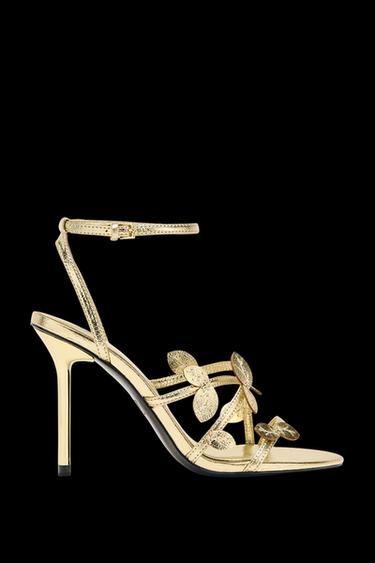 Zara METALLIC EFFECT FANCY SANDALS - Gold - Image 0