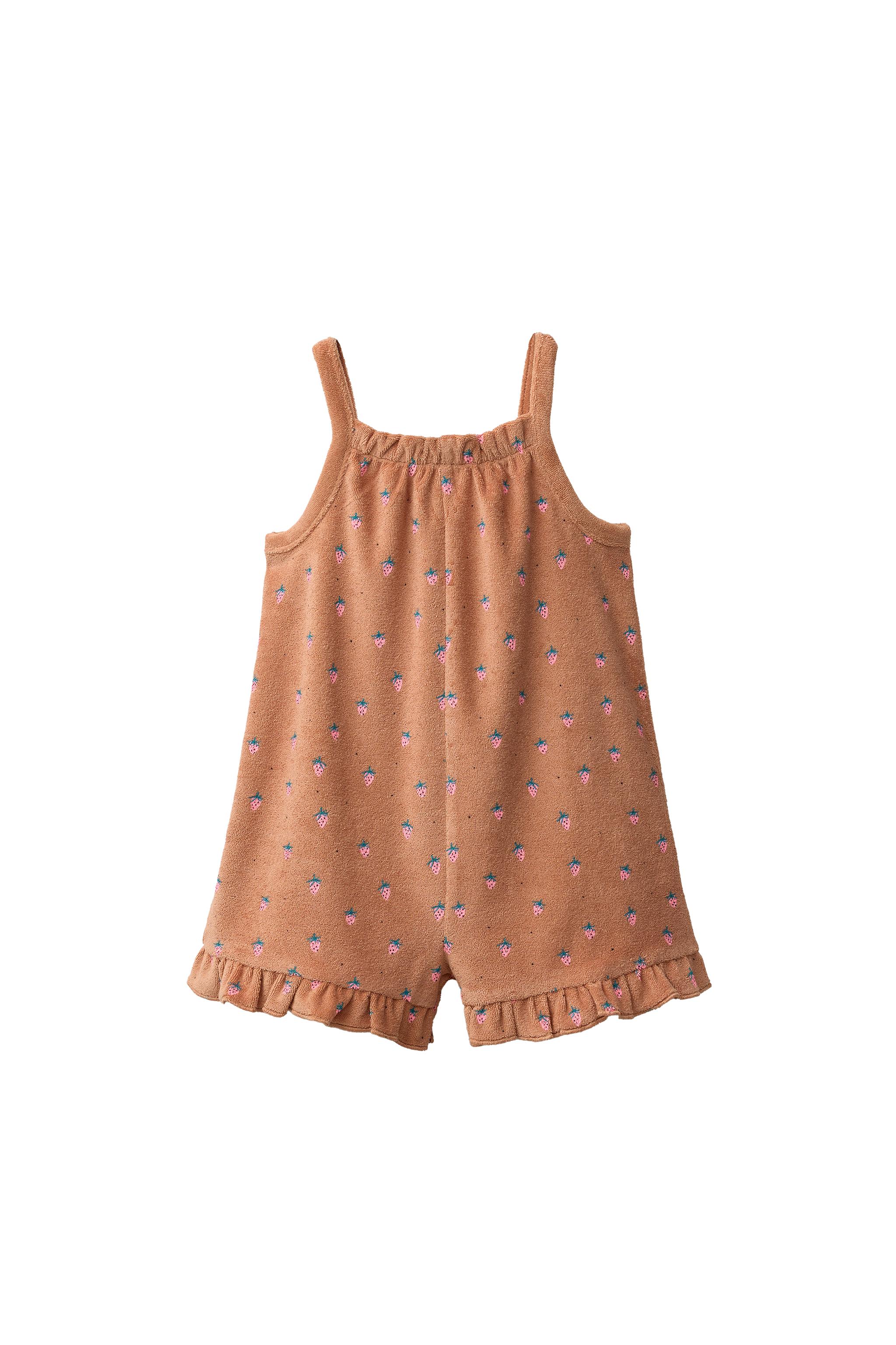 billlie ZAP ミニレコード　ラッキードロー ション TERRYCLOTH STRAWBERRY SHORT JUMPSUIT - Brick | ZARA United States