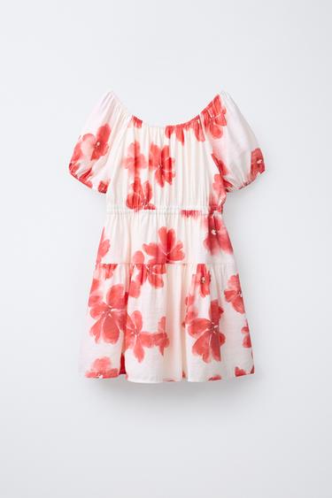 WATERCOLOUR FLORAL DRESS - Red by Zara - Image 0