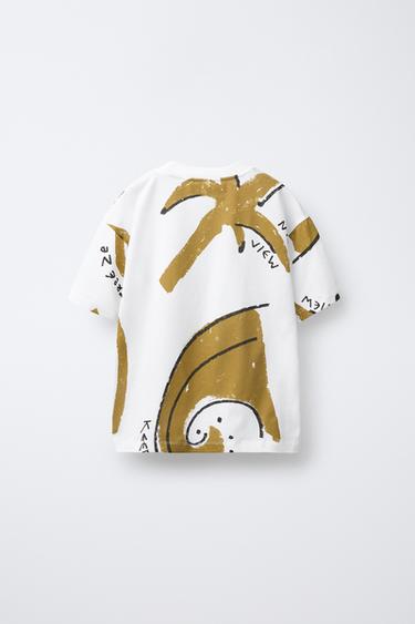 T-SHIRT IMPRIMÉ PALMIERS - Écru de Zara - Image 1