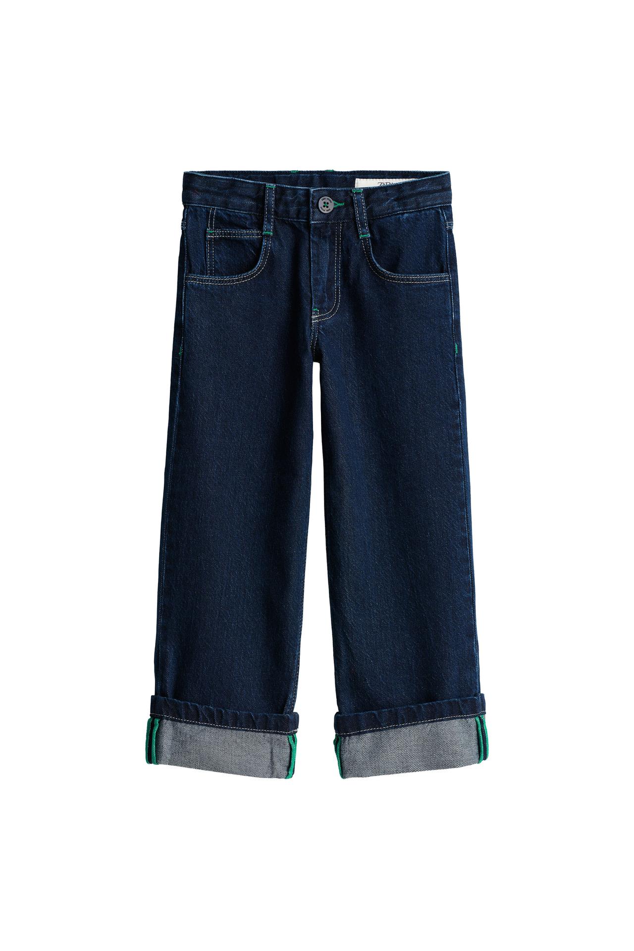 LIMITED EDITION WIDE-LEG JEANS WITH CUFFED HEM AND STITCHING