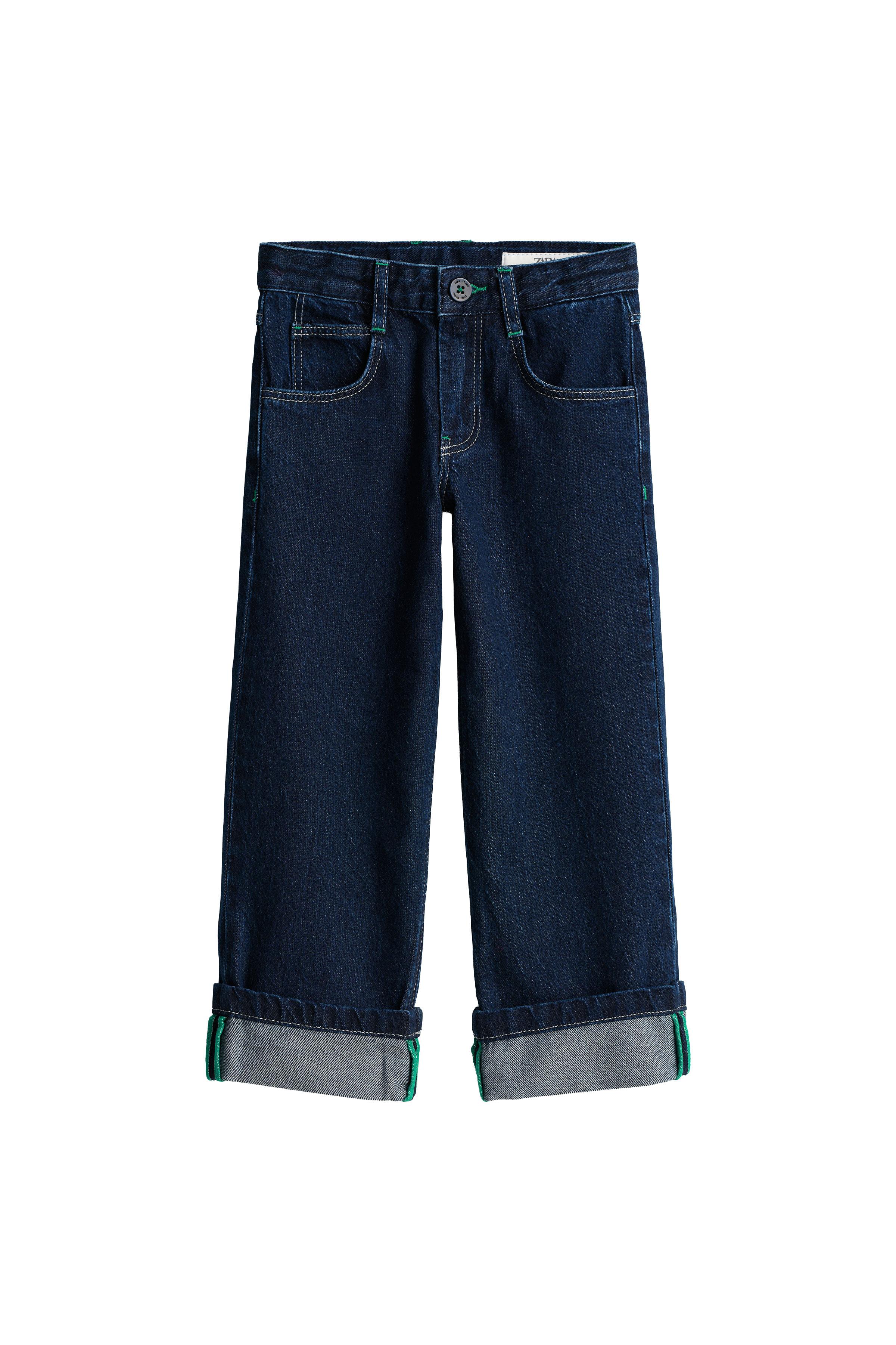 LIMITED EDITION WIDE-LEG JEANS WITH CUFFED HEM AND STITCHING