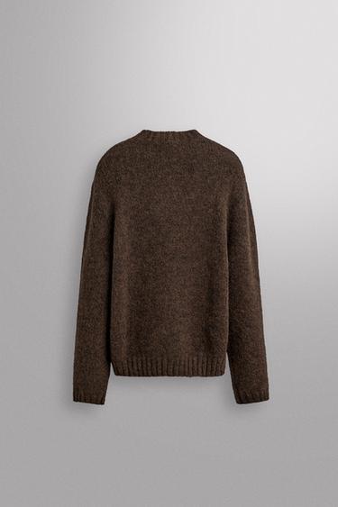 Zara TEXTURED WOOL JUMPER - Brown