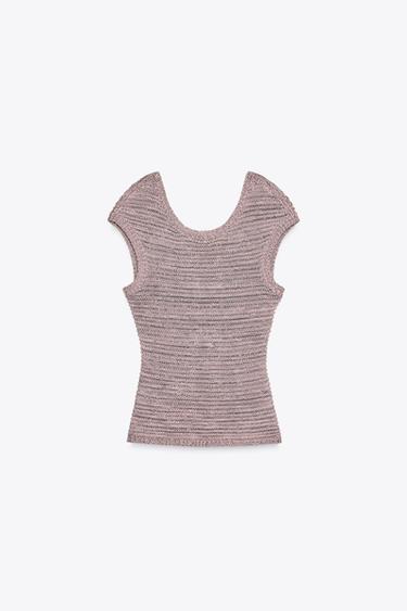 TOP EN MAILLE TEXTURÉE - Mauve de Zara - Image 5